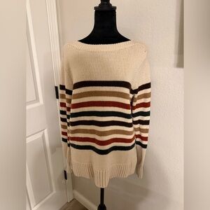 L.L. Bean Multicolor Striped Crew Neck Sweater